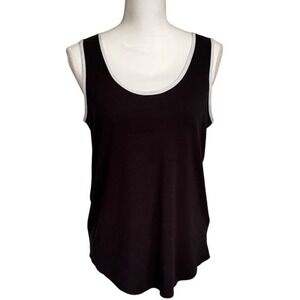 Kenneth Cole Black‎ Tank Top White Trim Sleeveless Casual Everyday Basic Top